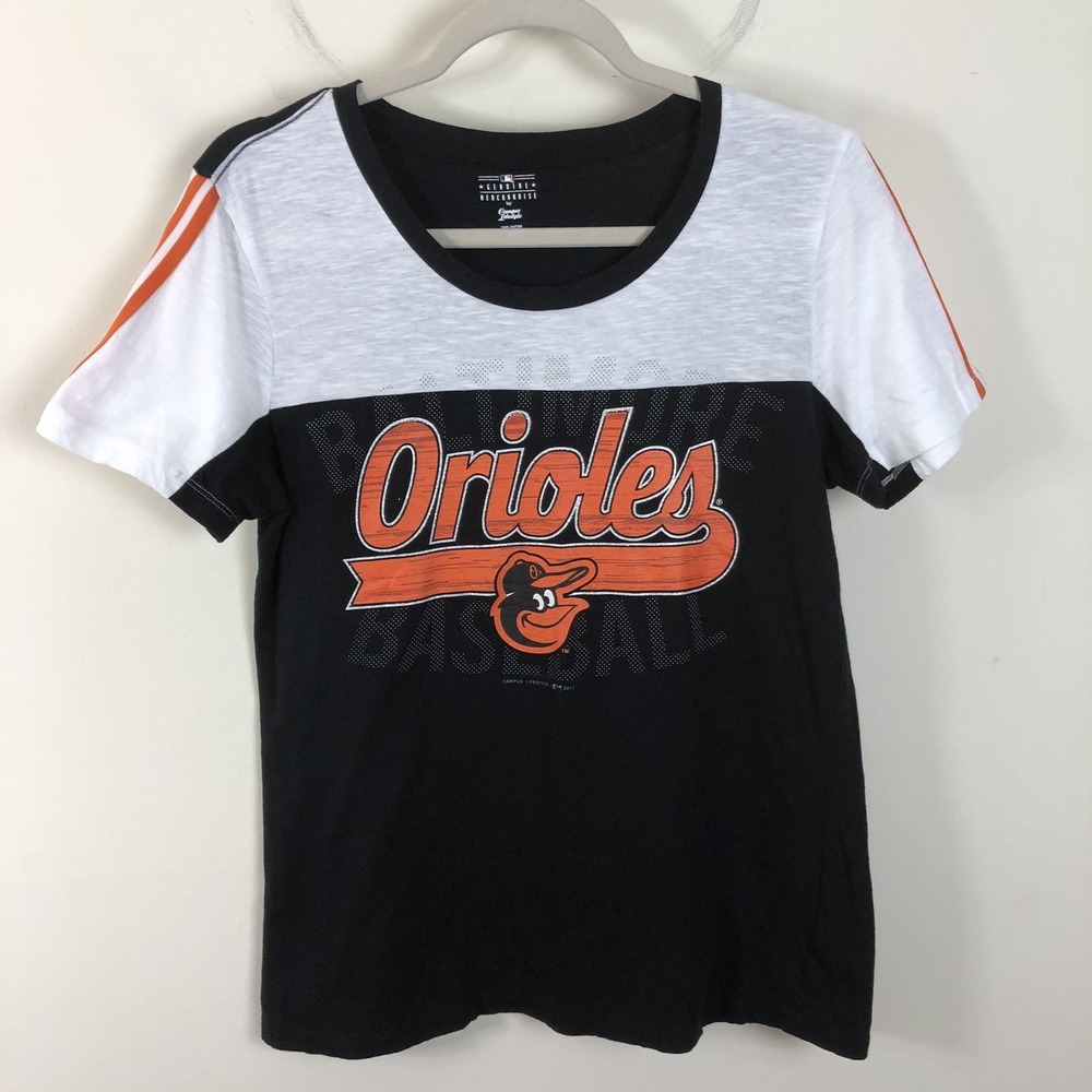 Baltimore Orioles MLB Genuine Merchandise T-shirt Women's Sz L Black White